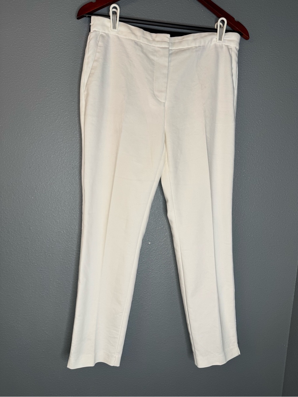 Zara Womens L White Ankle Pants Tapered Black Striped Waist 27 Inseam